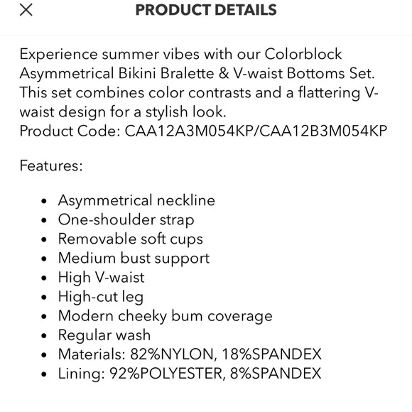 Colorblock Asymmetrical Bikini Set - Picture 9 of 9